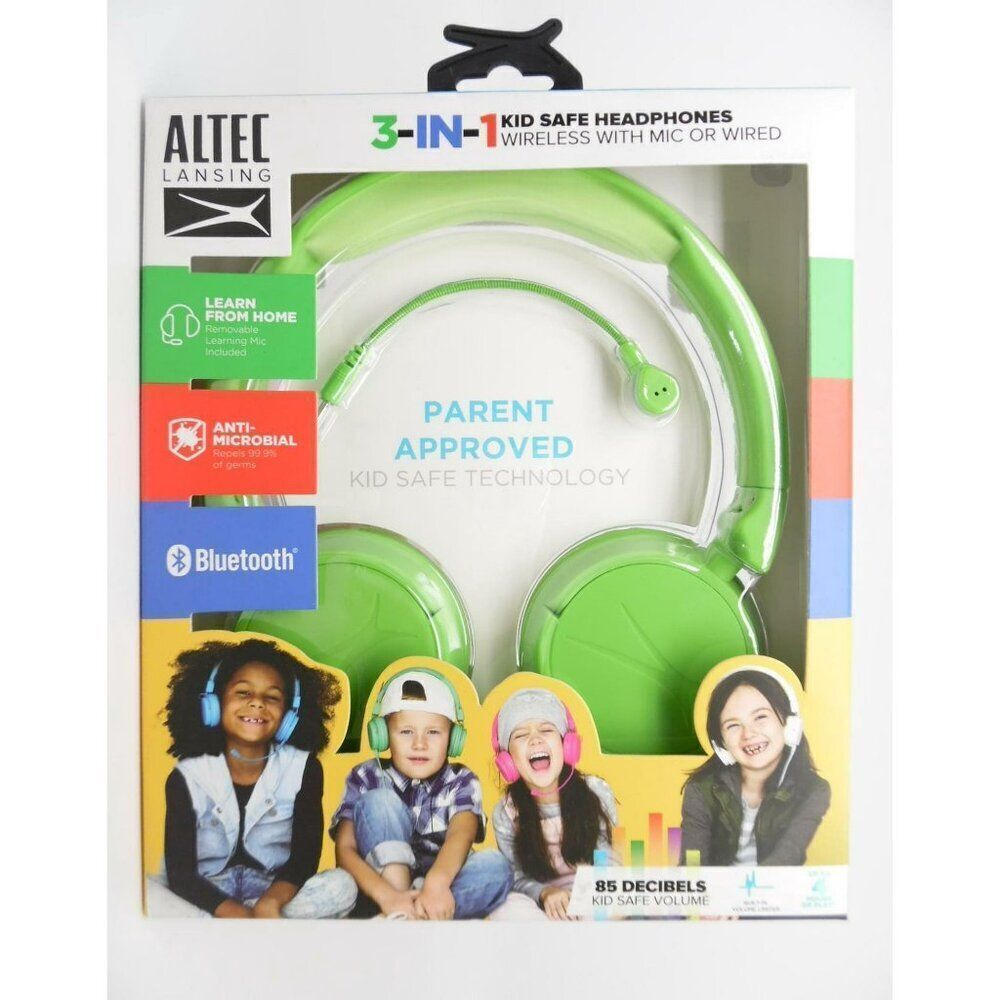 Altec Lansing Kid's Green 3-in-1 Volume Limiting Over the Ear Headphones